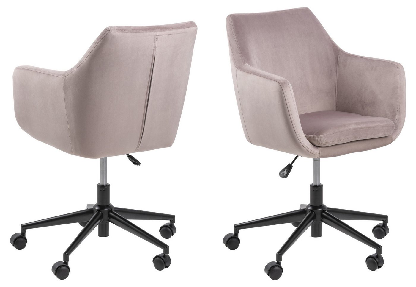 freiraum Schreibtischstuhl Nora, in dusty rose, Polyester, Stahl - 58x91x58cm (BxHxT) von freiraum