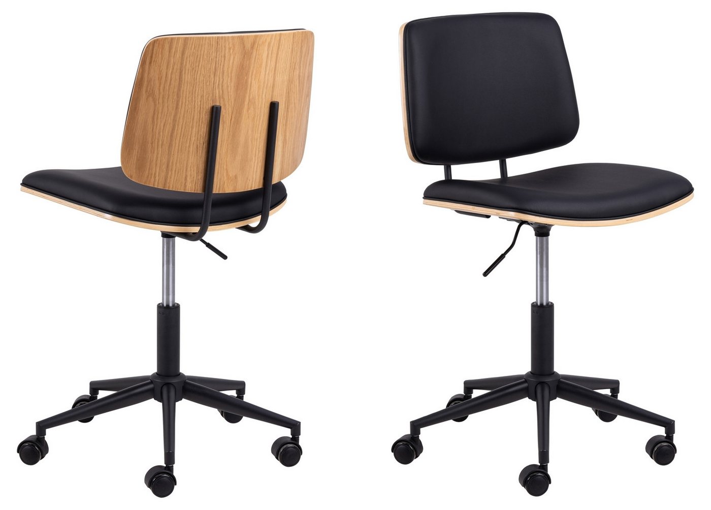 freiraum Schreibtischstuhl Owen, in Eiche / schwarz, PU - 48,5x91x54cm (BxHxT) von freiraum