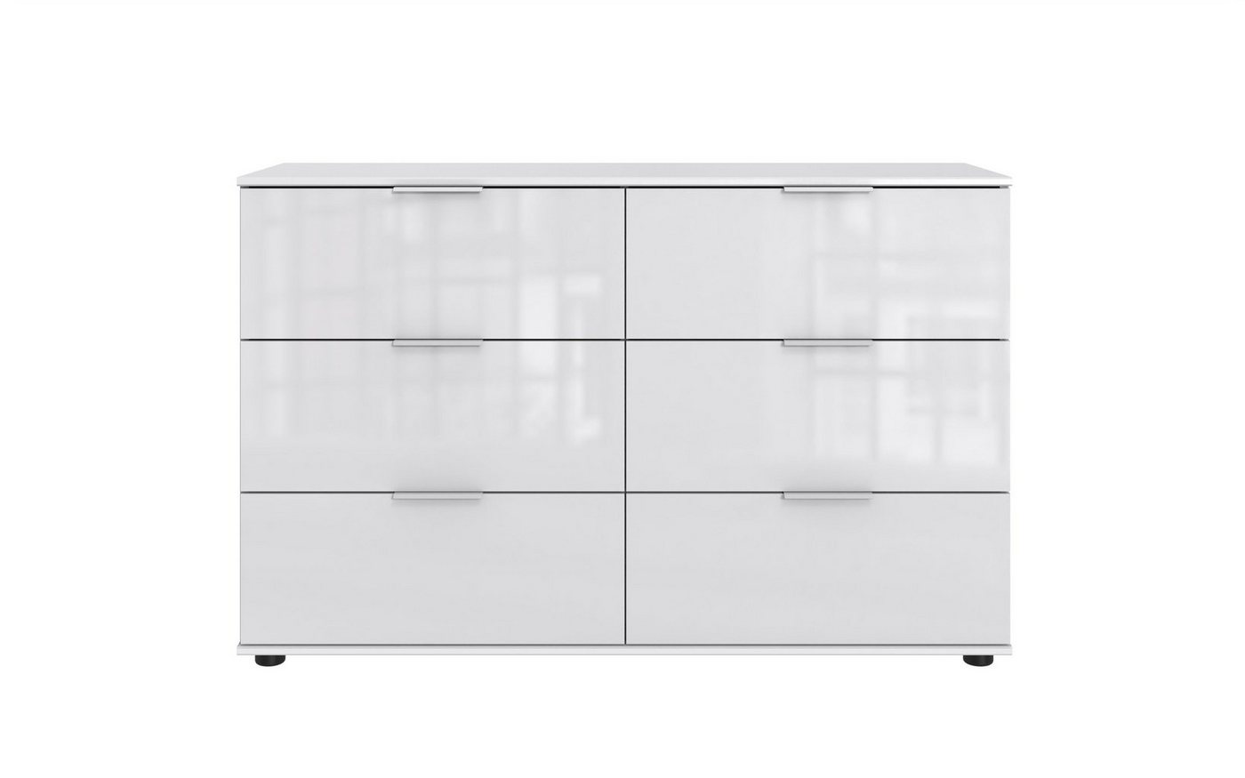 freiraum Schubkastenkommode Danzig, in WEISS + GLAS WEISS - 130x83x41cm (BxHxT) von freiraum