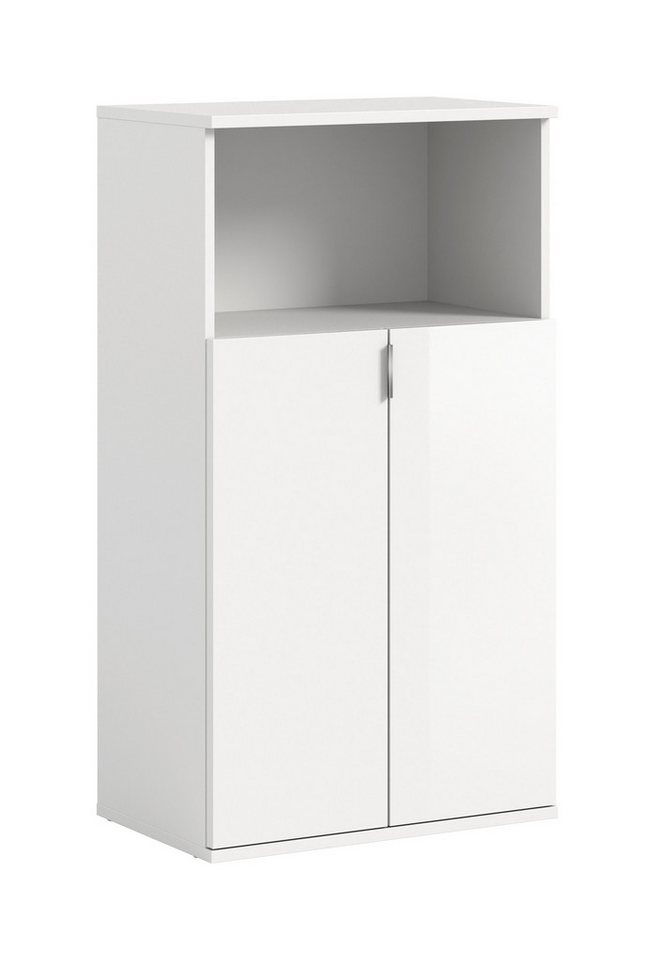 freiraum Schuhkommode Projekt X, 2 Türen, 4 Böden, weiß / weiß hochglanz - 60x110x37cm (BxHxT) von freiraum