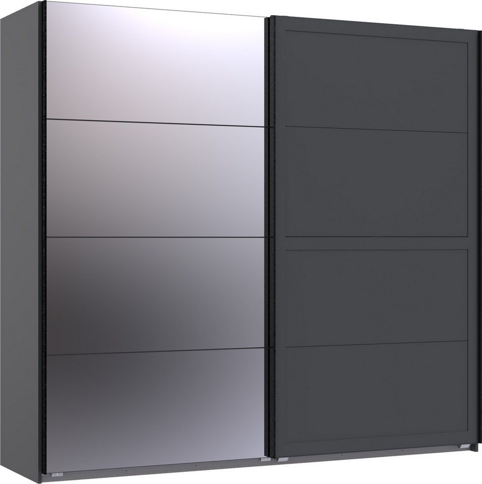 freiraum Schwebetürenschrank Chalet 2 Böden, 2 Stangen, Spiegel / Graphit - 225x208x65cm (BxHxT) von freiraum