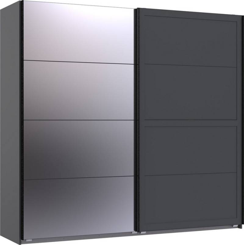 freiraum Schwebetürenschrank Chalet 2 Böden, 2 Stangen, Spiegel / Graphit - 225x208x65cm (BxHxT) von freiraum