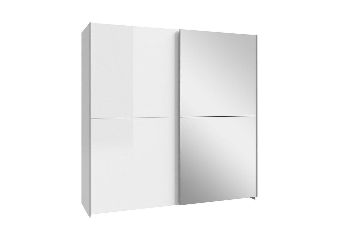 freiraum Schwebetürenschrank Schach & Matt 2 Stangen, 2 Böden, Weiss / Spiegel - 190,1x190,5x61,2cm (B/H/T) von freiraum