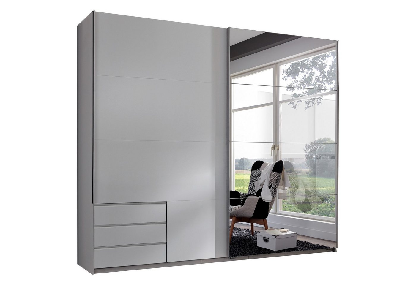 freiraum Schwebetürenschrank Seattle in WEISS - 225x208x65cm (BxHxT) von freiraum