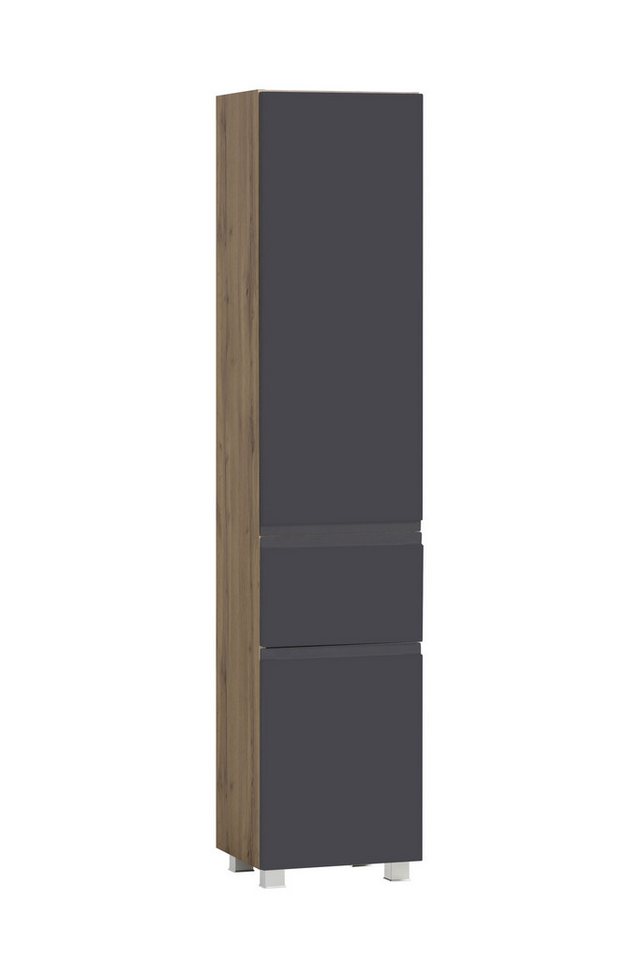 freiraum Seitenschrank Paris in grau / Wotaneiche, MDF - 40x180x35cm (BxHxT) von freiraum