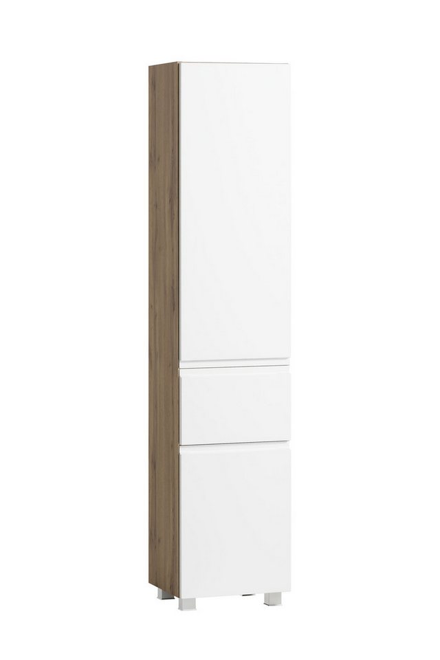 freiraum Seitenschrank Paris in weiß/Wotaneiche, MDF - 40x180x35cm (BxHxT) von freiraum