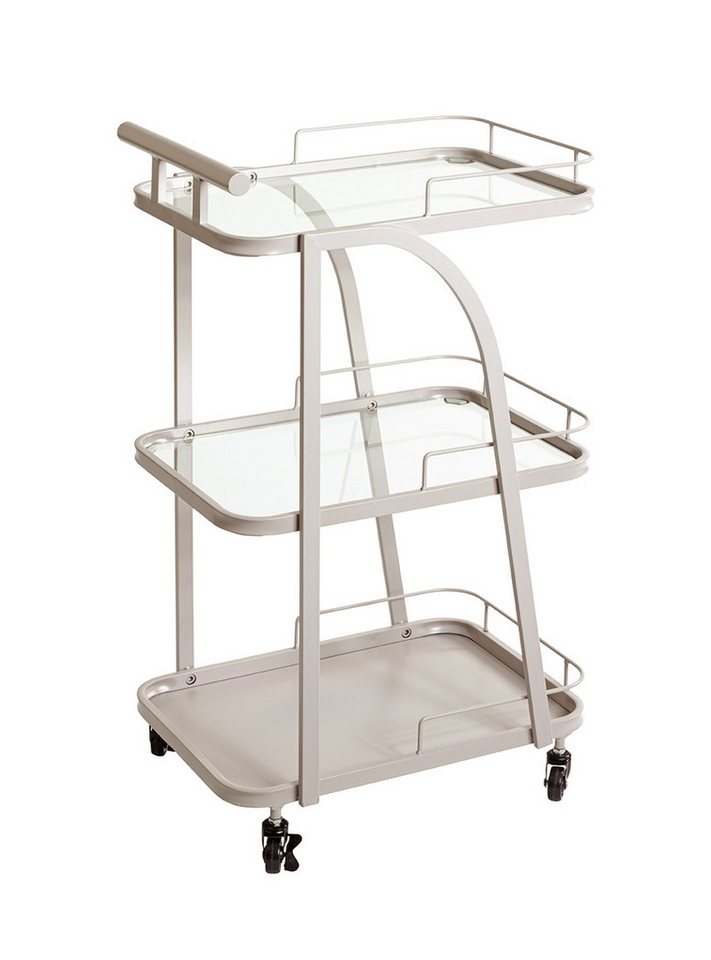 freiraum Servierwagen 55189, mit 3 Ablagen,Glas und Kaschmirgrau - 35x79x45 (BxHxT) von freiraum