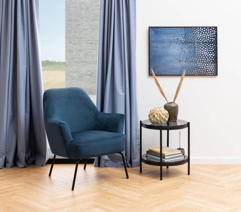 freiraum Sessel Melissa, in marineblau, Polyester, Stahl - 75x83x75cm (BxHxT) von freiraum