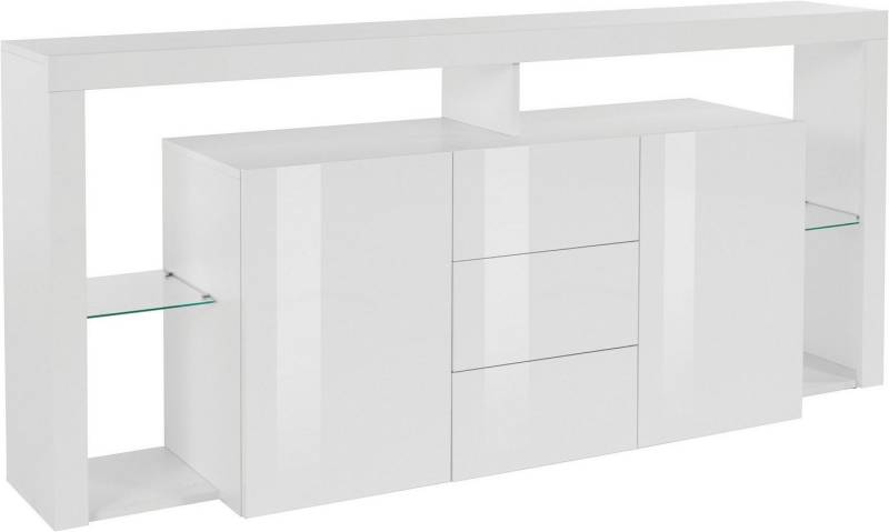freiraum Sideboard Caserta, in Weiß Hochglanz - 180x80x40cm (BxHxT) von freiraum