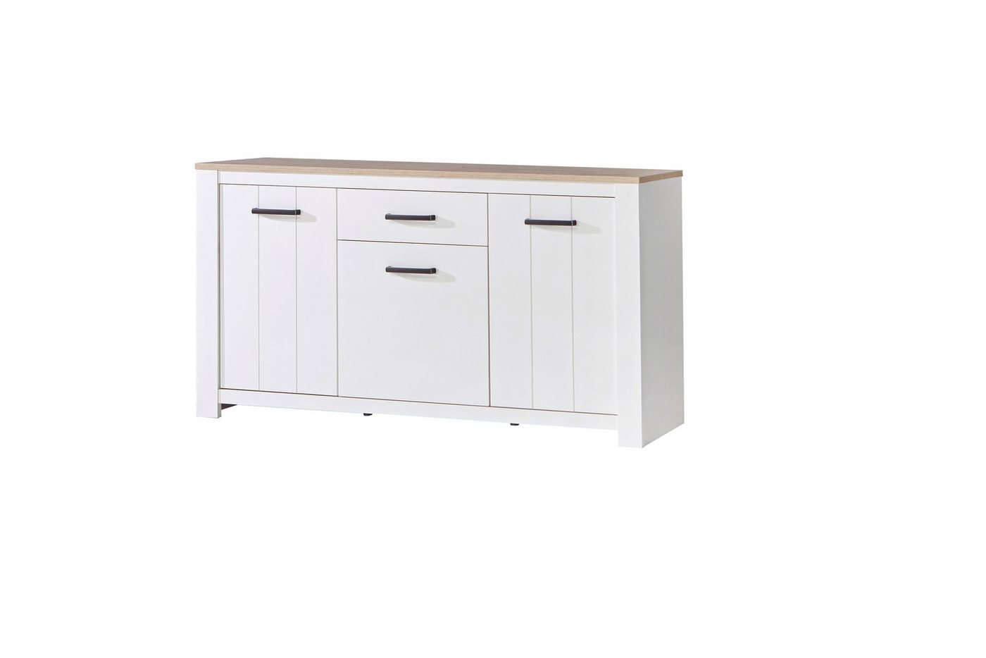 freiraum Sideboard ELARA, in Weiss Matt / Bianco Eiche - 161,4x95,7x42,2cm (BxHxT) von freiraum