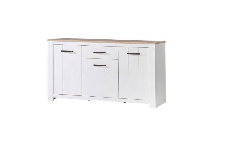 freiraum Sideboard ELARA, in Weiss Matt / Bianco Eiche - 161,4x95,7x42,2cm (BxHxT) von freiraum
