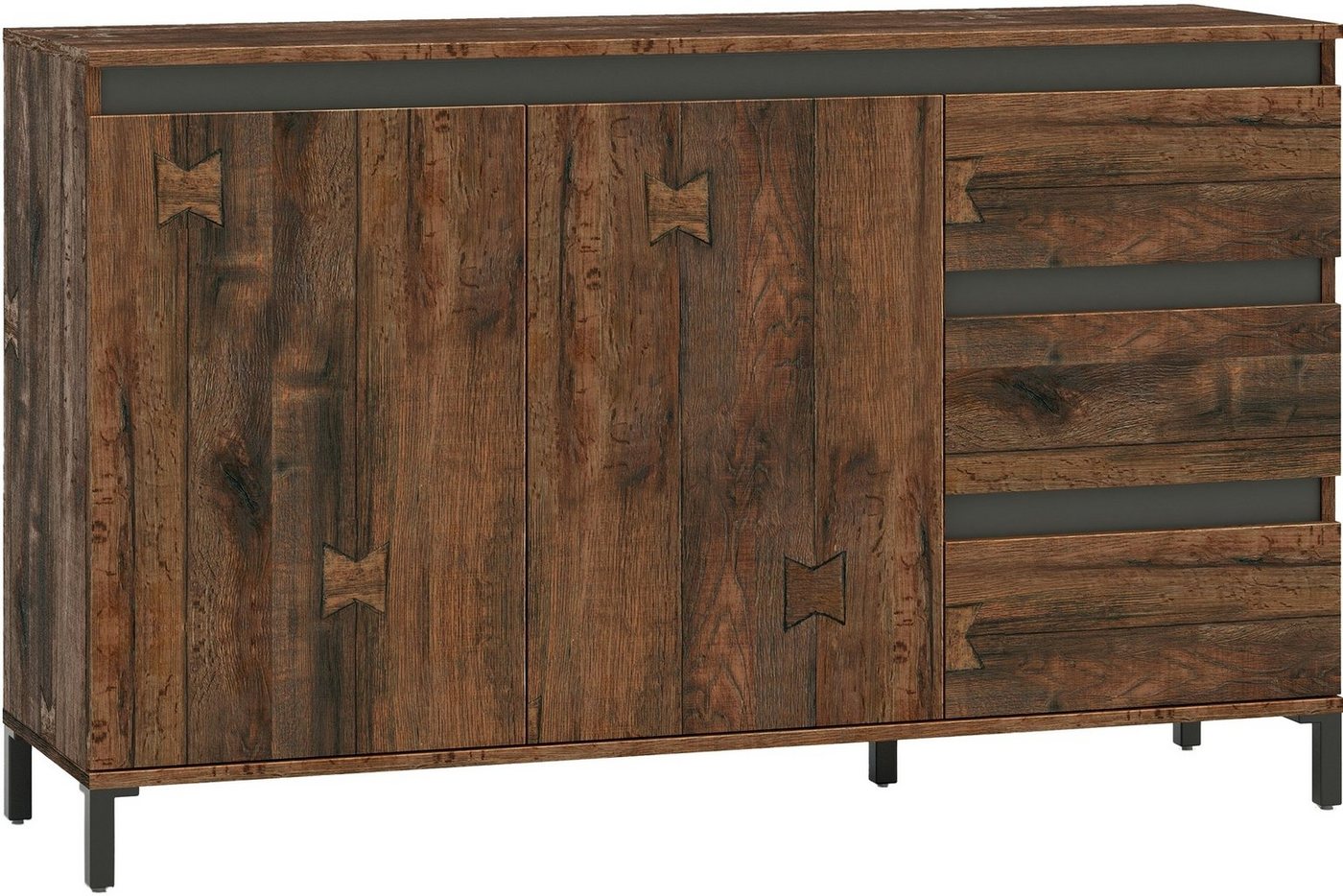 freiraum Sideboard GENIO industrial, in Eiche, Holzwerkstoff - 138x84x40cm (BxHxT) von freiraum