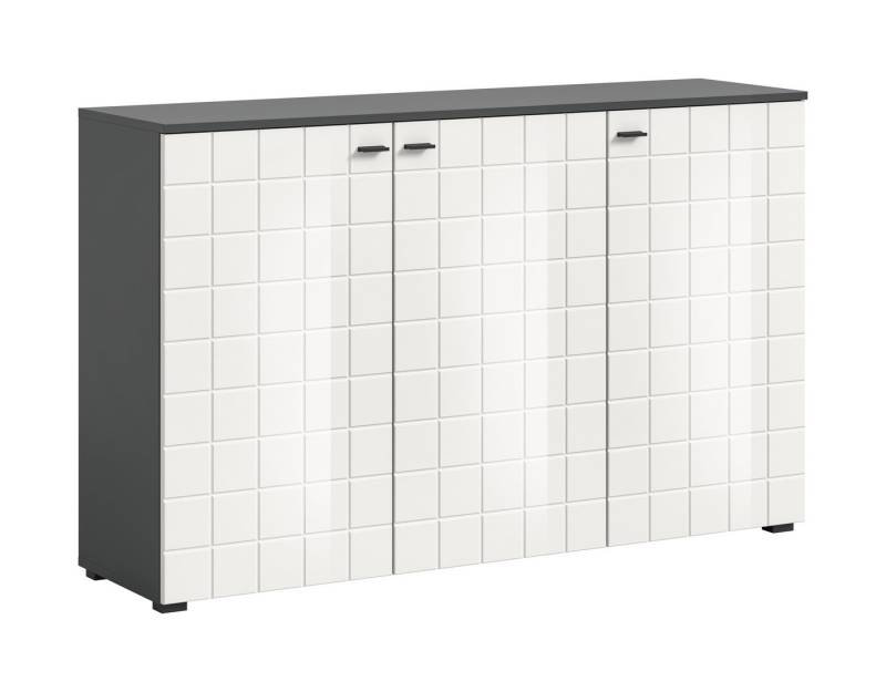 freiraum Sideboard Monte, in Anthrazit / Weiß Hochglanz - 138x86x37cm (BxHxT) von freiraum