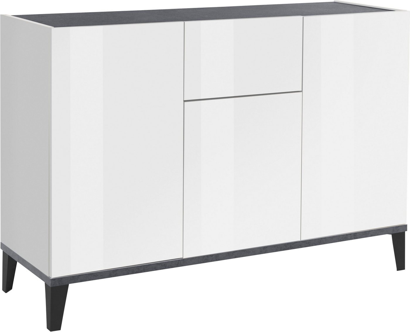 freiraum Sideboard Rovigo, in Weiß Hg. / Schiefer - 120x82x40cm (BxHxT) von freiraum