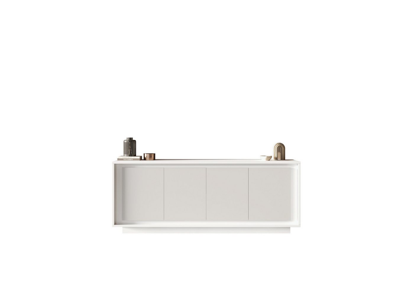 freiraum Sideboard Siena, 4 Türen, Soft-Close, Weiss Lack matt - 207x80x50 (BxHxT) von freiraum
