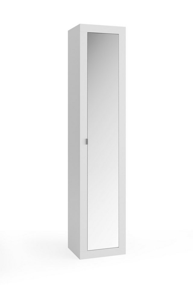 freiraum Spiegelschrank BASIC 1 Türe, 5 Böden, in weiß hochglanz - 42x195x35cm (BxHxT) von freiraum
