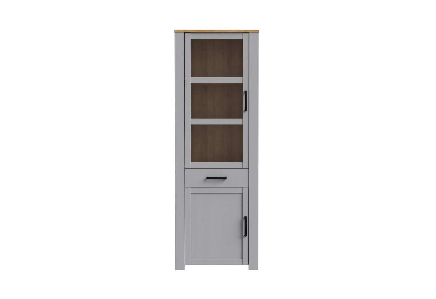 freiraum Stauraumvitrine BOHOL 2 Türen, 1 Schub, Riviera Eiche / Eiche grau - 71,7x205,4x42cm (BxHxT) von freiraum