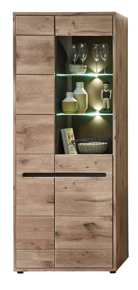 freiraum Stauraumvitrine Bellano in Viking Oak Dekor - 80x202x38 (BxHxT) von freiraum