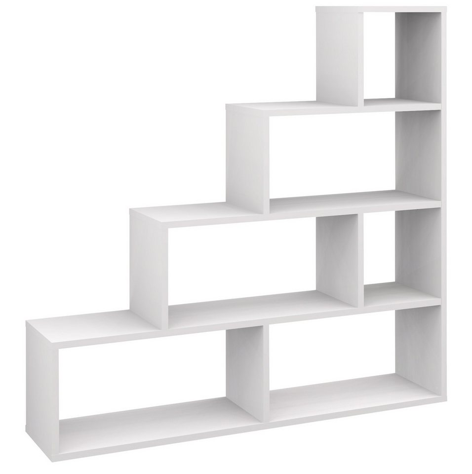 freiraum Stufenregal Partition, 6 Fächer, in weiß matt lack - 160x162x40 (BxHxT) von freiraum