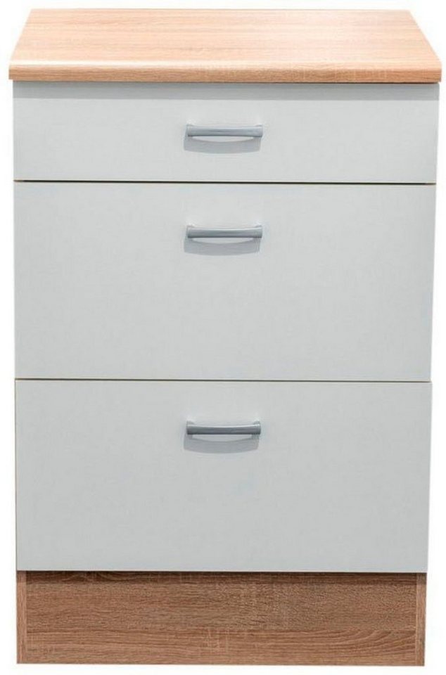 PREISBRECHER Unterschrank Ailina in Sonoma-Eiche / wei, Holzwerkstoff - 60x90x60cm (BxHxT) von PREISBRECHER