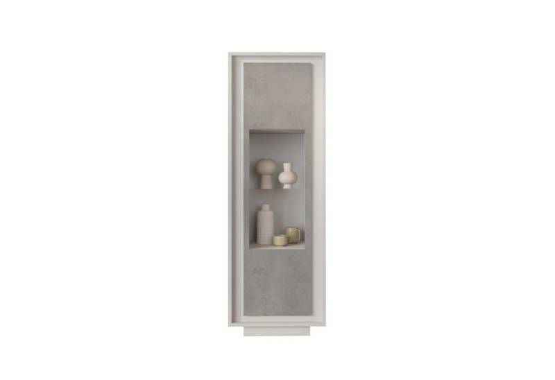 freiraum Vitrine Siena 3 Böden, Soft-Close, Weiss Lack matt, Beton-Optik - 67x197x40 (B/H/T) von freiraum