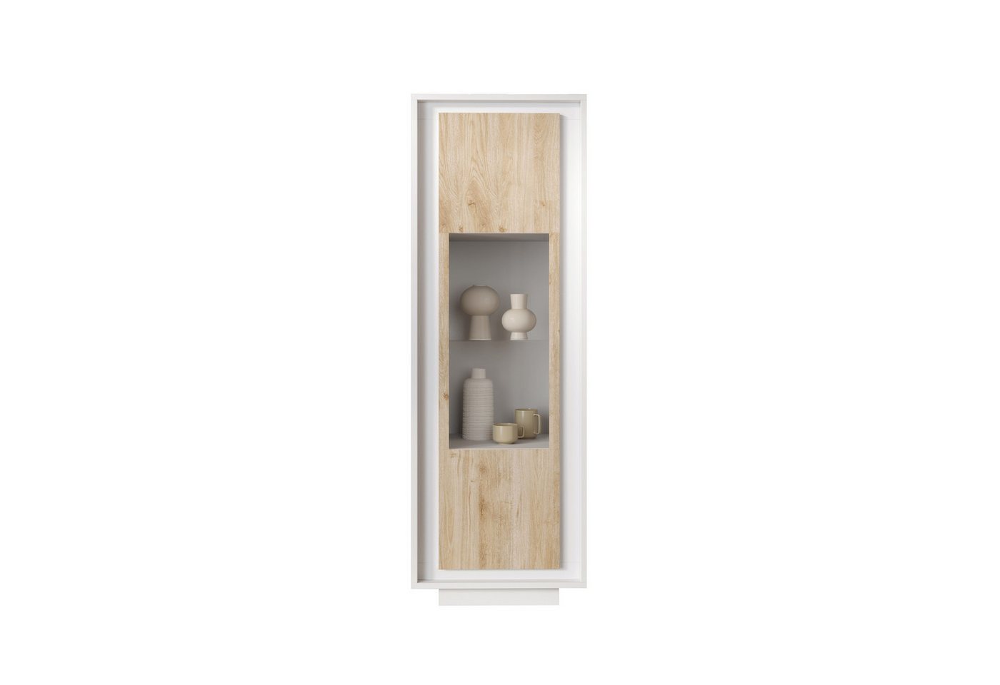 freiraum Vitrine Siena 3 Böden, Softclose, Weiss Lack matt, Cadiz Eiche Dekor 67x197x40 BxHxT freiraum Vitrine Siena 3 Böden, Softclose, Weiss Lack matt, Cadiz Eiche Dekor 67x197x40 BxHxT von freiraum