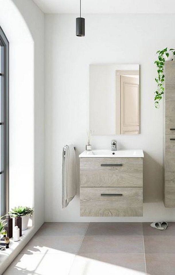 freiraum Waschbeckenunterschrank ARUBA 60 in Alaska-Eiche - 60x57x45 (BxHxT) von freiraum