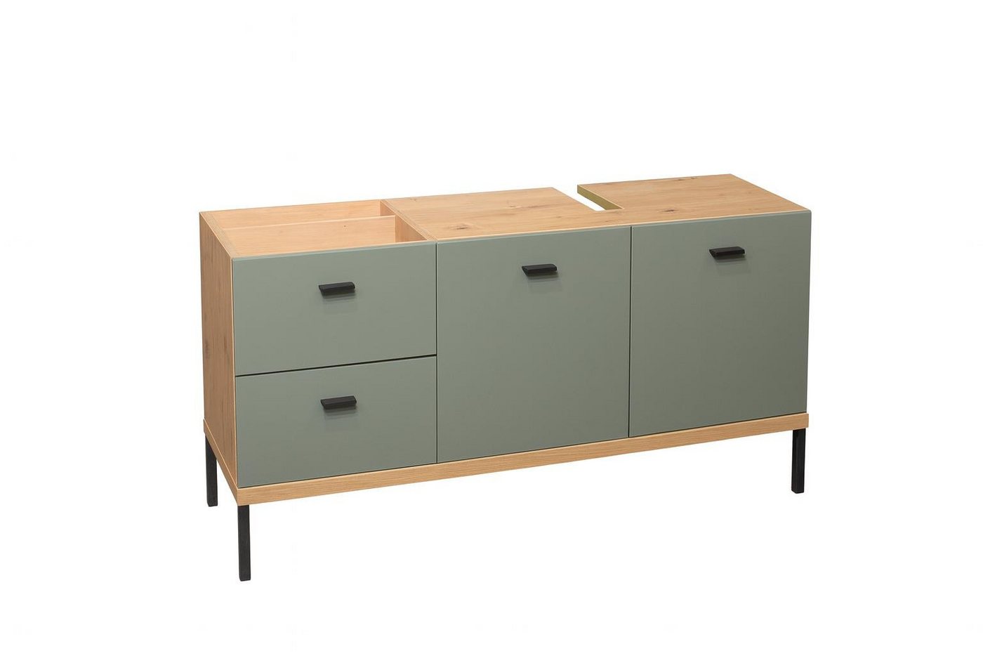 freiraum Waschbeckenunterschrank Coco in Asteiche Dekor / pine green - 119x63x38 (BxHxT) von freiraum