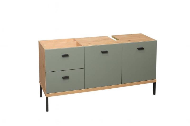 freiraum Waschbeckenunterschrank Coco in Asteiche Dekor / pine green - 119x63x38 (BxHxT) von freiraum