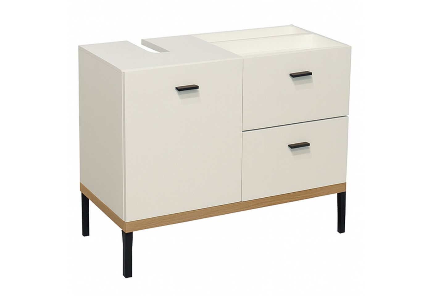 freiraum Waschbeckenunterschrank Coco in Asteiche Dekor / weiss - 79x63x38 (BxHxT) von freiraum