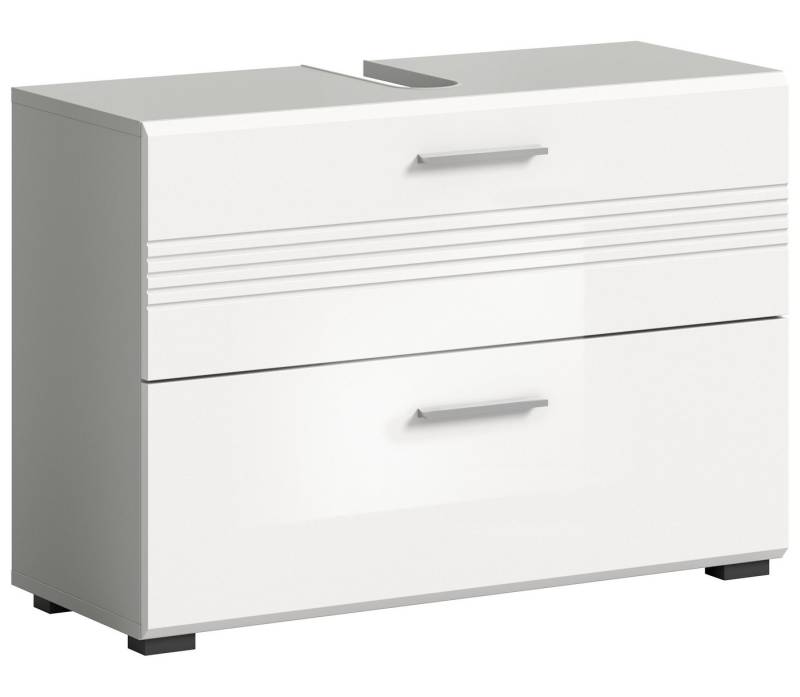 freiraum Waschbeckenunterschrank Copa in Hellgrau / Weiß Hochglanz - 80x56x32cm (BxHxT) von freiraum