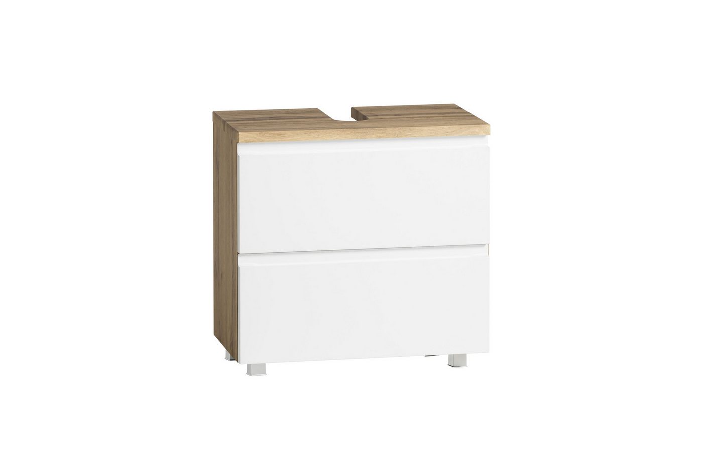 freiraum Waschbeckenunterschrank Paris in weiß / Wotaneiche, MDF - 60x54x35cm (BxHxT) von freiraum