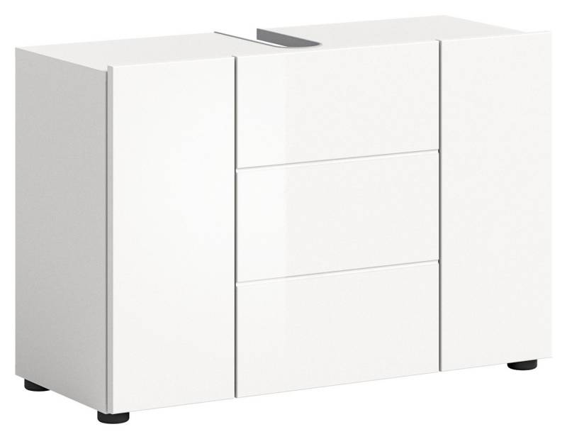 freiraum Waschbeckenunterschrank Vira in Weiß Hochglanz - 82x56x34cm (BxHxT) von freiraum