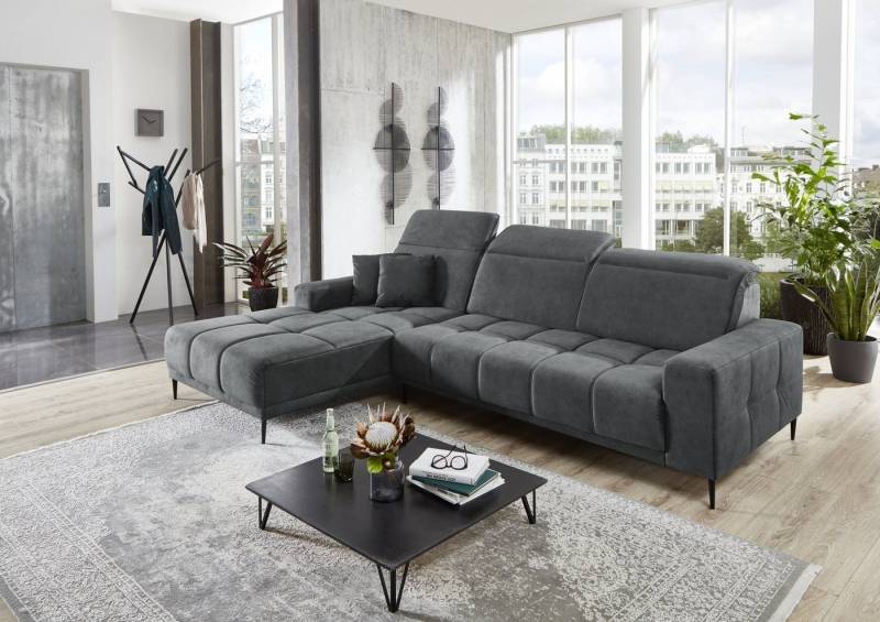 freiraum Wohnlandschaft Lindesberg, elektr. Sitzverstellung, Federkern, grau - 286x107x195cm (BxHxT) von freiraum