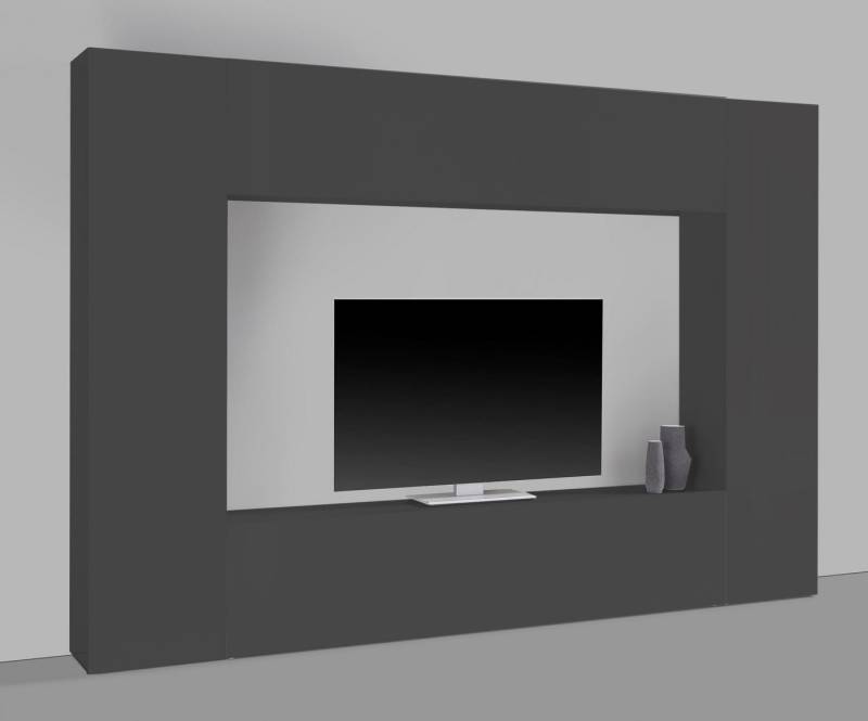 freiraum Wohnwand Benevent, (4-teilig), (4-teilig) in Anthrazit matt - 260x180x30 (BxHxT) von freiraum