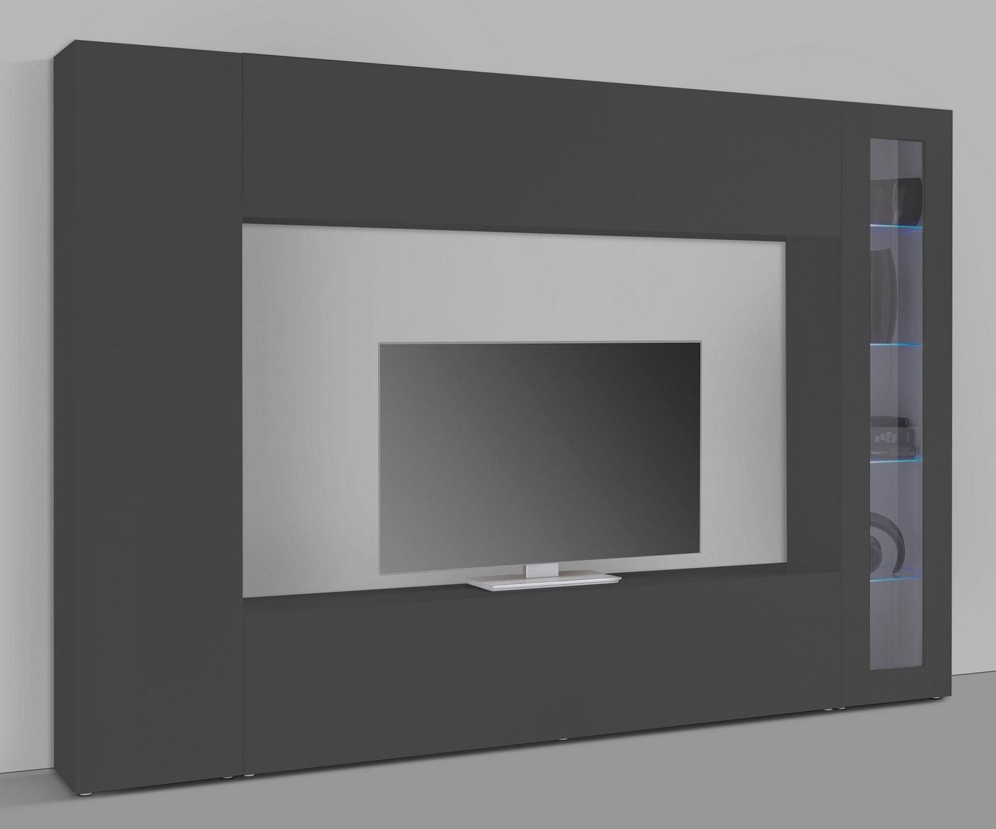 freiraum Wohnwand Benevent, (4-teilig), (4-teilig) in Anthrazit matt - 260x180x30 (BxHxT) von freiraum