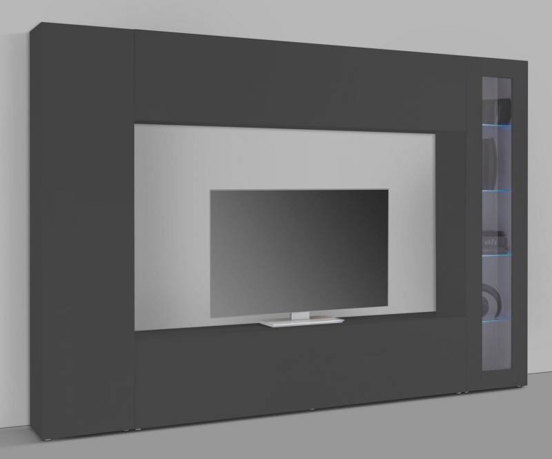 freiraum Wohnwand Benevent, (4-teilig), (4-teilig) in Anthrazit matt - 260x180x30 (BxHxT) von freiraum