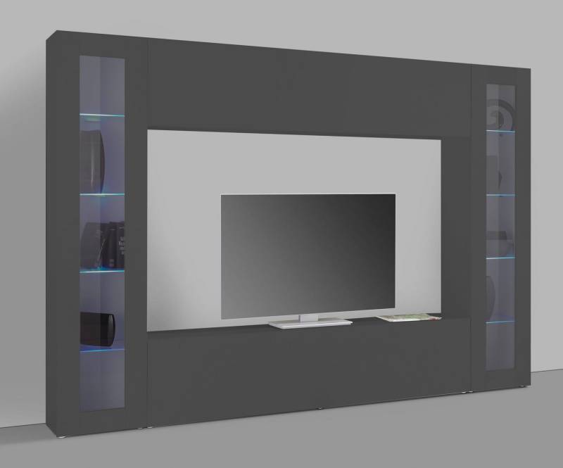 freiraum Wohnwand Benevent, (4-teilig), (4-teilig) in Anthrazit matt - 260x180x30 (BxHxT) von freiraum