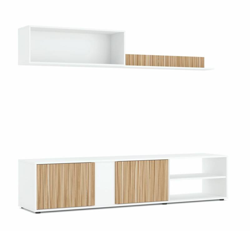 freiraum Wohnwand ECCO, (3-teilig) Artik Weiß / Natur Dekor - 180x40x33 (BxHxT) von freiraum