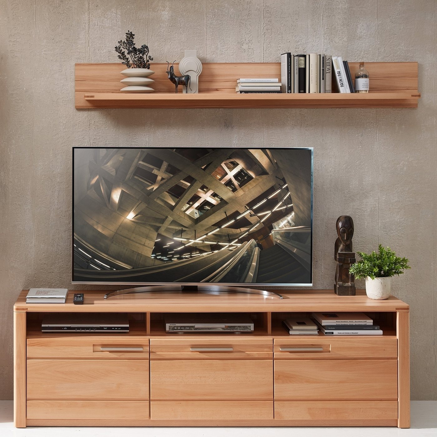 freiraum Wohnwand Nature One, (2-teilig), (2-teilig) Kernbuche teilmassiv - 190x170x45cm (BxHxT) von freiraum