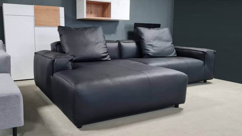 freistil ROLF BENZ Ecksofa Ecksofa freistil 175 Rolf Benz Leder schwarz Ottomane links 274 x173 von freistil ROLF BENZ