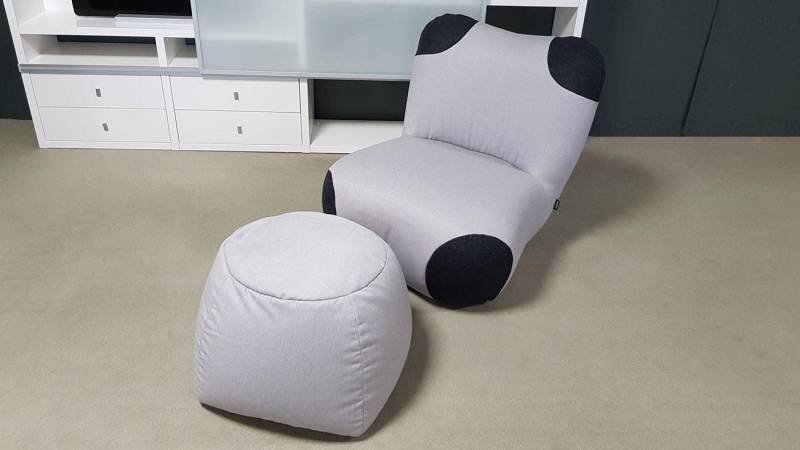 freistil ROLF BENZ Sessel Sessel mit Hocker Pandabär ROLF BENZ freistil 171 signalgrau schwarz von freistil ROLF BENZ