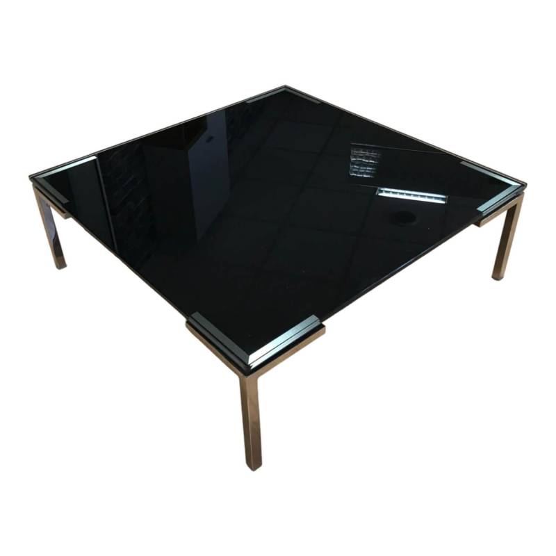 Couchtisch 191-375  ESG Glas Farbe Tiefschwarz RAL9005 Winkelfuß Glänzend Verchr... von freistil Rolf Benz