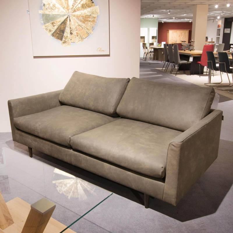 Sofa Freistil 134 Leder 9225 Braungrau mit 3 Kissen von freistil Rolf Benz