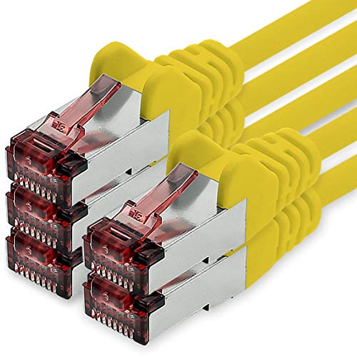 Netzwerkkabel Cat.6 0,25m gelb - 5 x Ethernetkabel Lankabel Cat6 Lan Netzwerk Kabel Sftp Pimf Patchkabel 1000 Mbit s von freiwerk