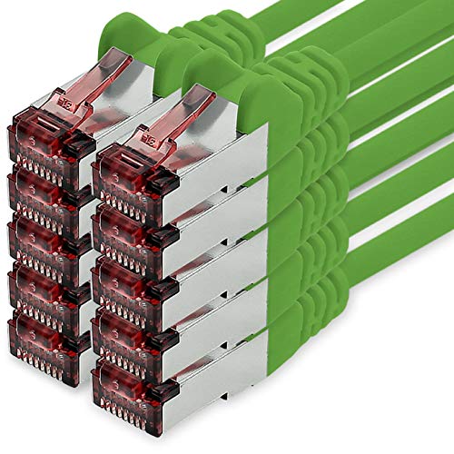 Netzwerkkabel Cat.6 0,25m grün - 10 x Ethernetkabel Lankabel Cat6 Lan Netzwerk Kabel Sftp Pimf Patchkabel 1000 Mbit s von freiwerk