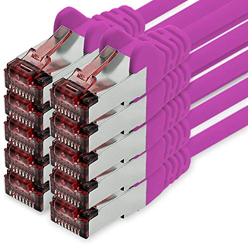 Netzwerkkabel Cat.6 0,25m magenta - 10 x Ethernetkabel Lankabel Cat6 Lan Netzwerk Kabel Sftp Pimf Patchkabel 1000 Mbit s von freiwerk