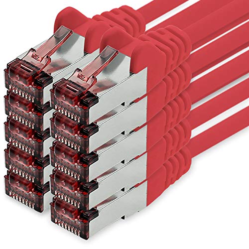 Netzwerkkabel Cat.6 0,25m rot - 10 x Ethernetkabel Lankabel Cat6 Lan Netzwerk Kabel Sftp Pimf Patchkabel 1000 Mbit s von freiwerk