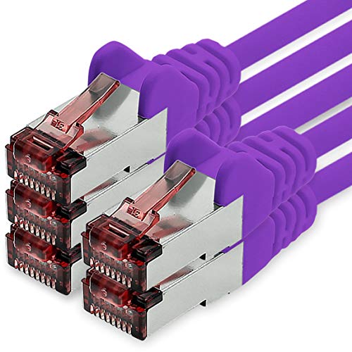 Netzwerkkabel Cat.6 0,25m violett - 5 x Ethernetkabel Lankabel Cat6 Lan Netzwerk Kabel Sftp Pimf Patchkabel 1000 Mbit s von freiwerk
