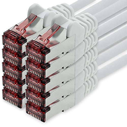 Netzwerkkabel Cat.6 0,5m weiß - 10 x Ethernetkabel Lankabel Cat6 Lan Netzwerk Kabel Sftp Pimf Patchkabel 1000 Mbit s von freiwerk